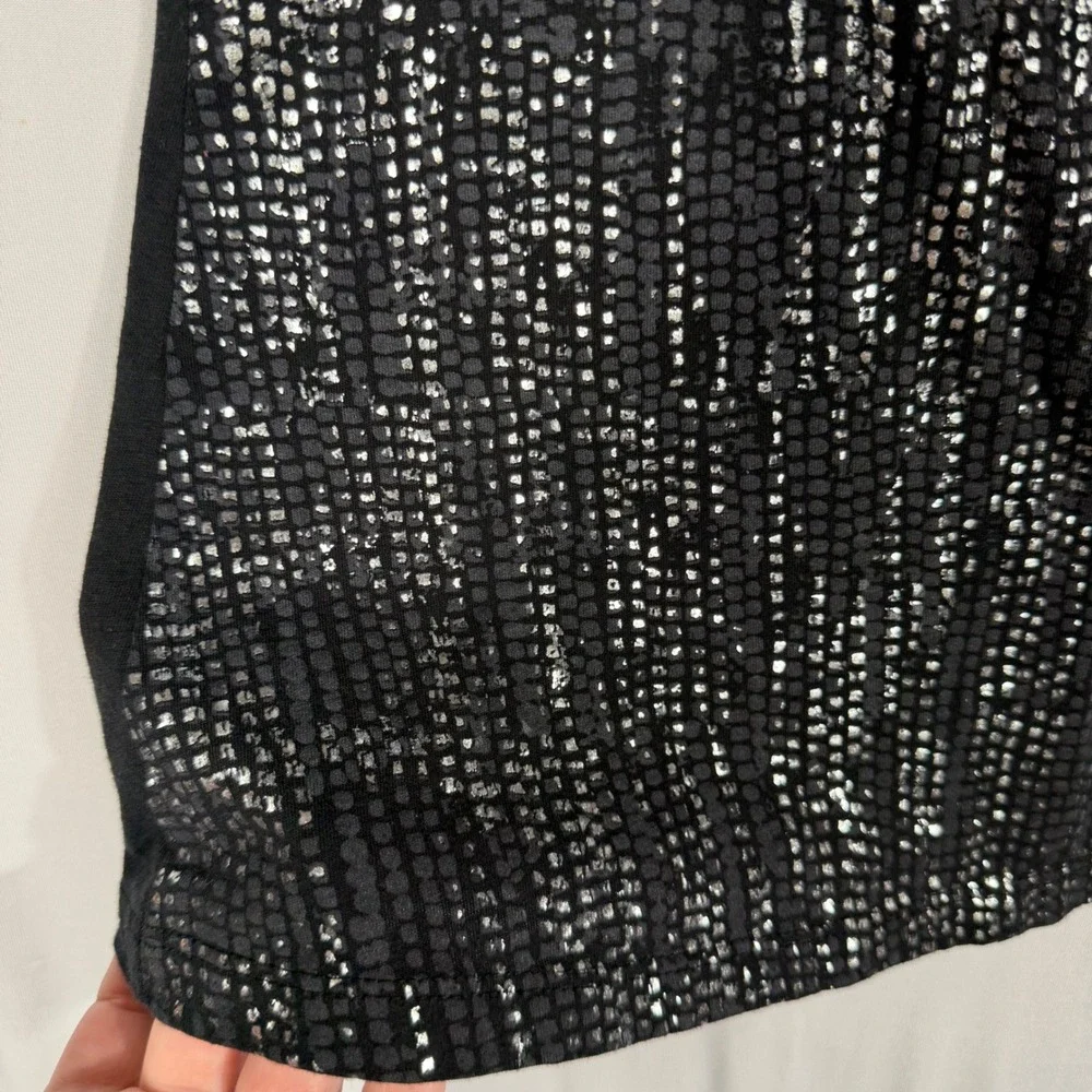 Vtg Y2K Grunge Indie Sleeze Metallic Silver Snakeskin T-Shirt S Black Whimsygoth